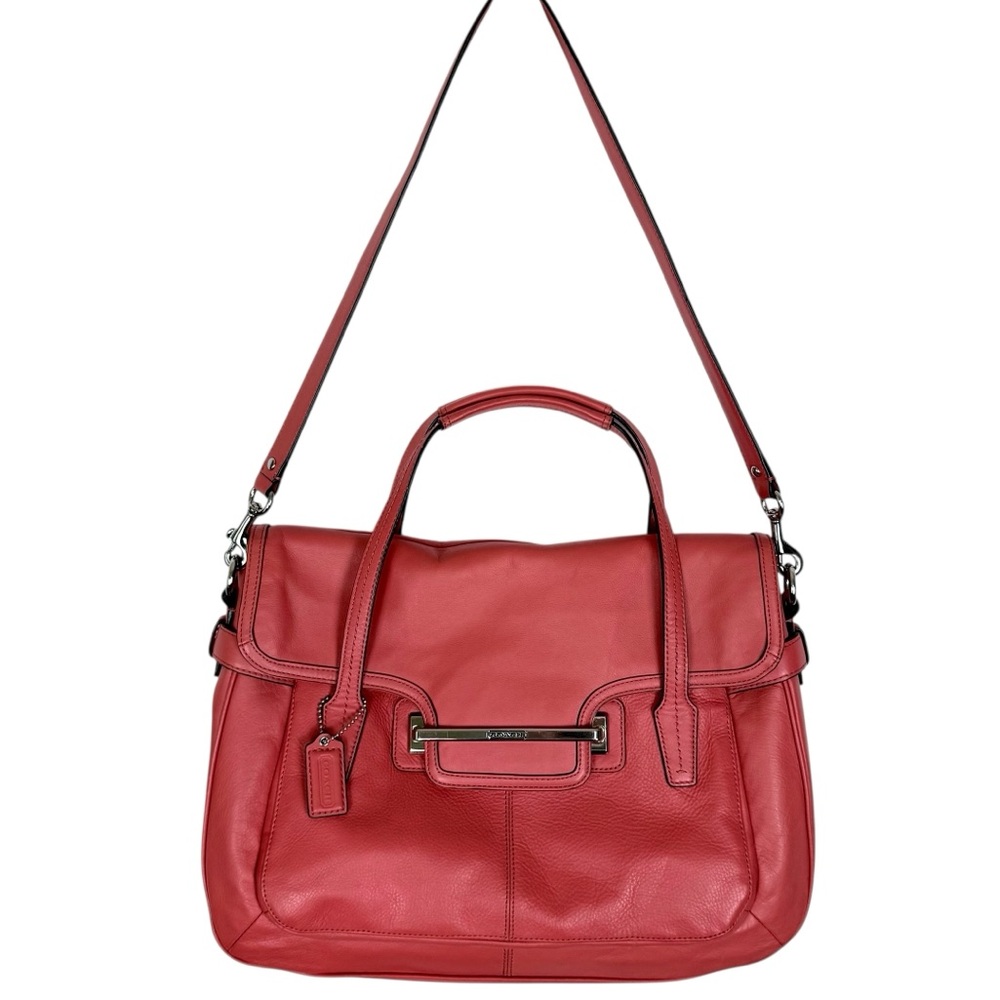 Coach Taylor Leather Marin Flap Satchel Coral Pink F26781 - Picture 4 of 16